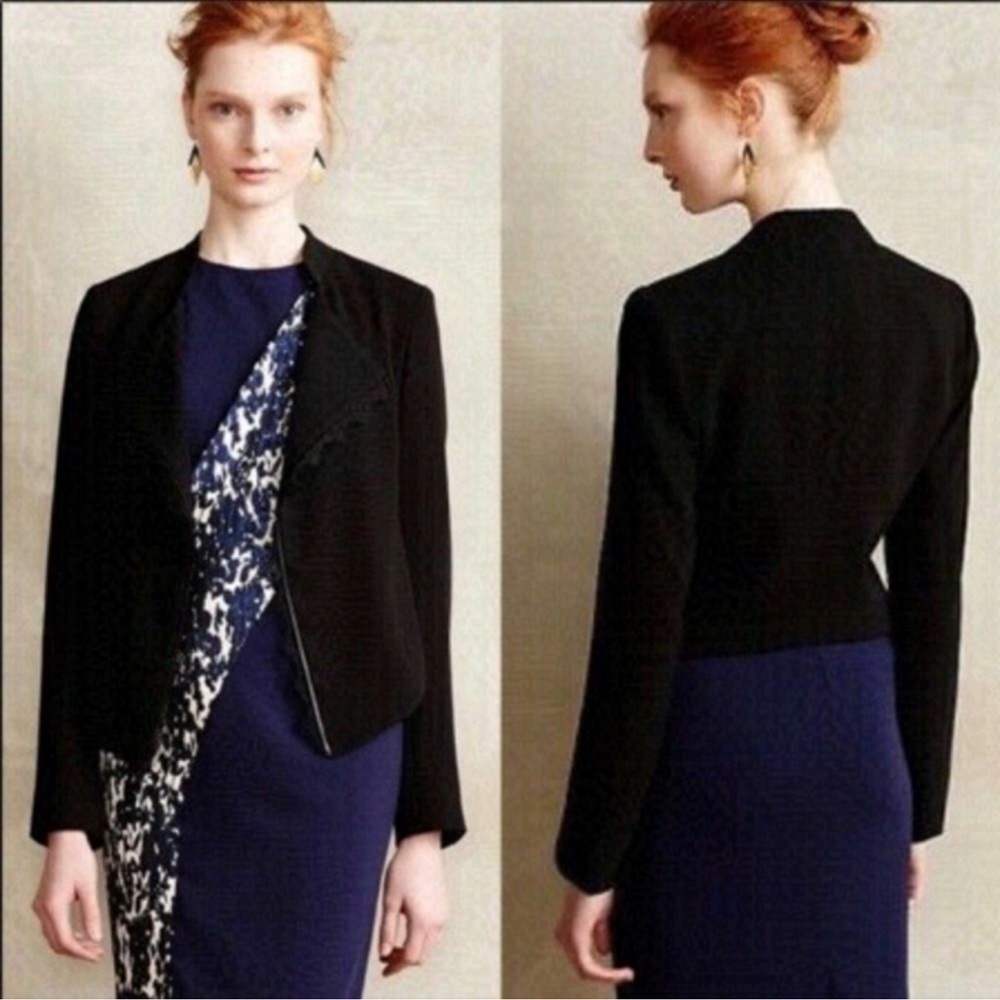 Anthropologie ELEVENSES Drape Lace Blazer